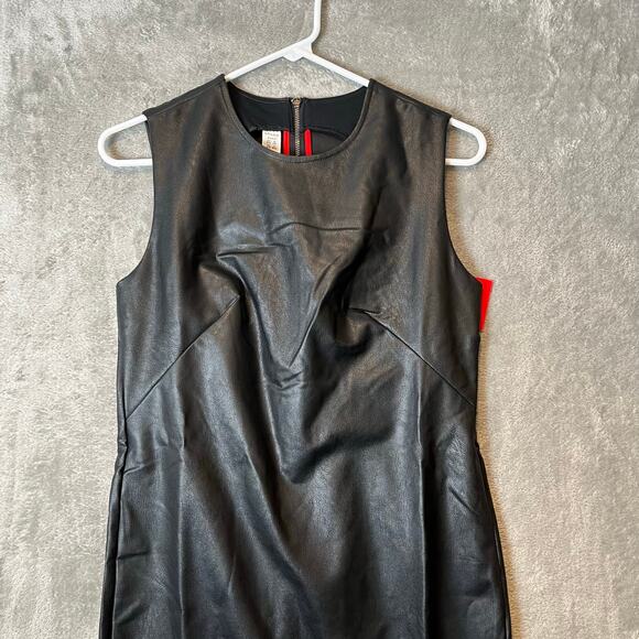 Spanx Leather Like Sleeveless Sheath Dress Luxe Black 20392R Size Small‎ - Picture 2 of 9